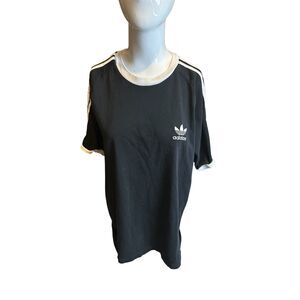 Adidas Tres Foil Top Unisex Color Block Crew Neck Sz L B&W EUC